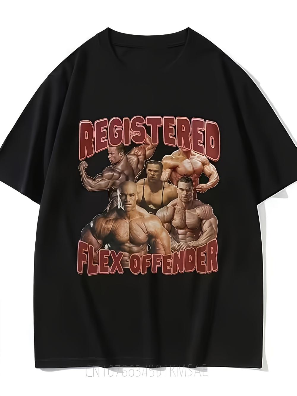 

Men s Funny Bodybuildin T-Shirt Reister Flex Offender Gym T-Shirt Suitable Weihtliftin Fitness Competitions and Casual Workouts S разноцветный