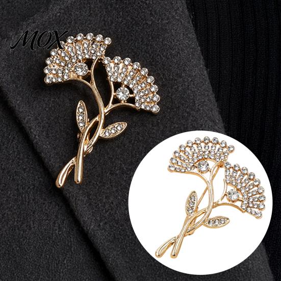 Elegant Leaf Jewelry Rhinestone Ginkgo Brooch, Sparkling Lapel Pin for Men Women, Women Brooch Decorative Badge Clothes Bag Hat Scarf Suits Accessory