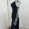 Abito da Sera da Donna Scollo a V Profondo Senza Maniche Spallina Sottile Raso Plissettato Spacco Alto Tinta Unita Vita Stretta Vestibilità Slim Lunghezza Intera Estivo Ballo di Fine Anno