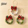 Retro Style Plaid Bow Pendants Mini Christmas Wreath Ornament, Hanging Decoration with And Small Fabric Decorations for Home Metal Bells, Handmade