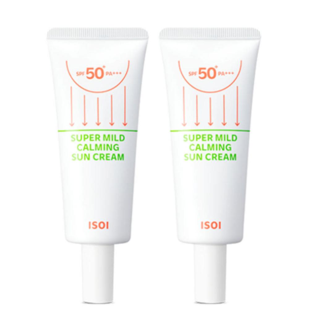 isoi Супермягкий успокаивающий солнцезащитный крем SPF50+ PA++++ 55 мл x 2 шт. - Не раздражающий и нежный физический УФ-защита