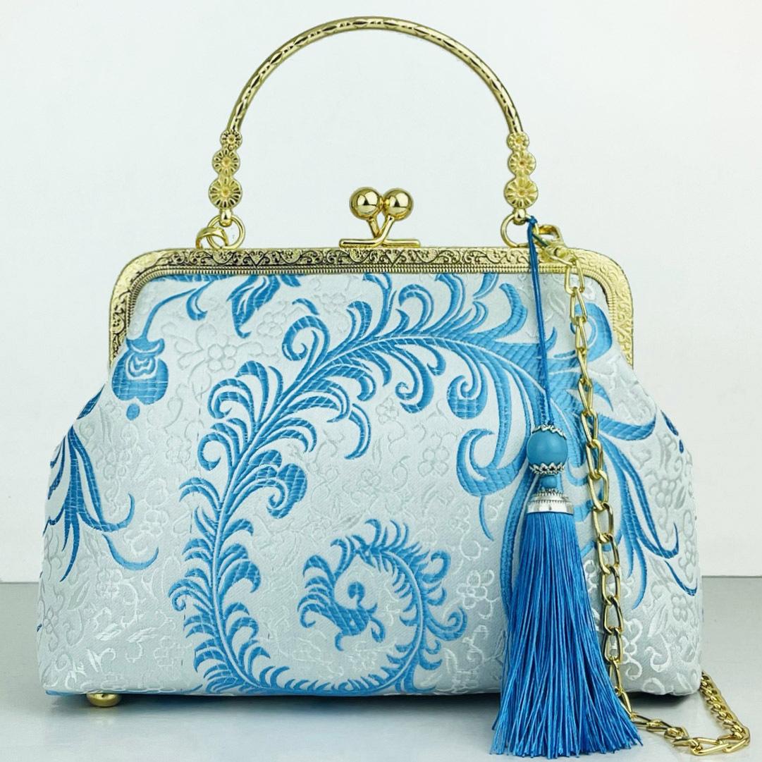 

Модная шелковая сумка-тоут через плечо с цепочкой женская сумочка с вышивкой китайский ципао женские сумки клатч кошелек