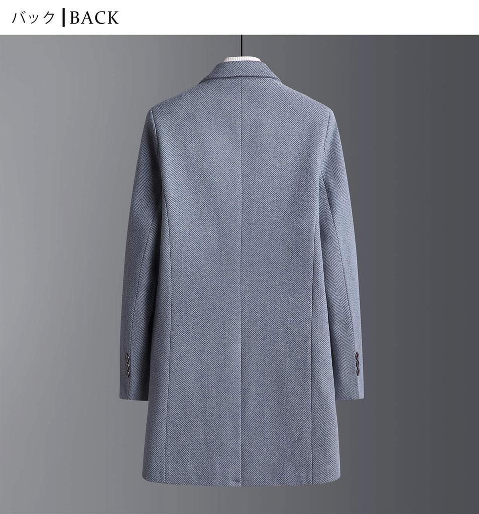 FHLHY Long Chesterfield Wool Business Jacket Men's Coat, Thick, Autumn/Winter