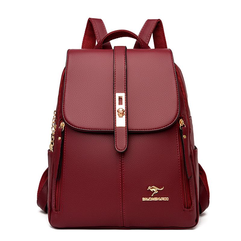 2025 Women's Versatile Korean Style Soft Leather Backpack - Large Capacity, Simple Design
