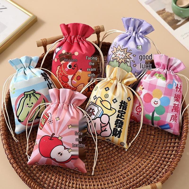 Cute Cartoon Print Brocade Sachet - Dragon Boat Festival Drawstring Pouch Ornament