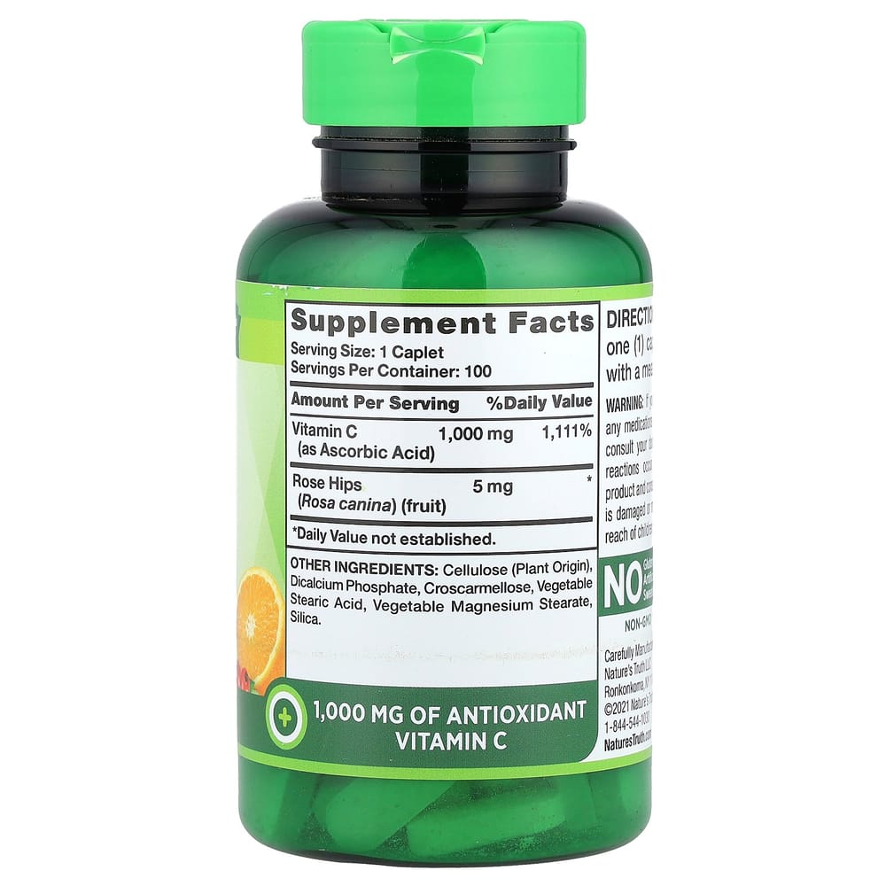 Natures Truth Vitamin C 1000mg with Wild Rose Hips, 100 Tablets