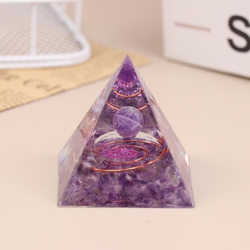 Energy Pyramid Orgonite Reiki Natural Amethyst Peridot Reiki Chakra Meditation Tool Room Decor Crystal Gifts