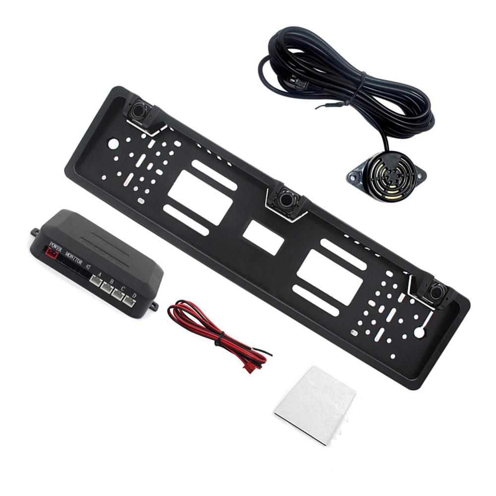 European Car License Plate Frame Car Rear View Camera Parking Sensor Kit Auto Reverse Radar Sensor Buzzer 12V Driving Reversing