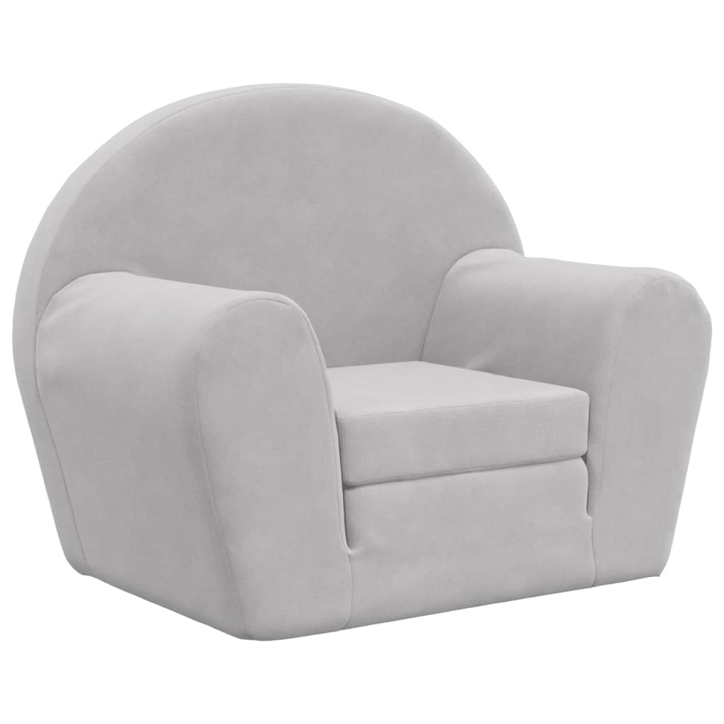 vidaXL Children's Sofa Bed Light Grey Soft Plush