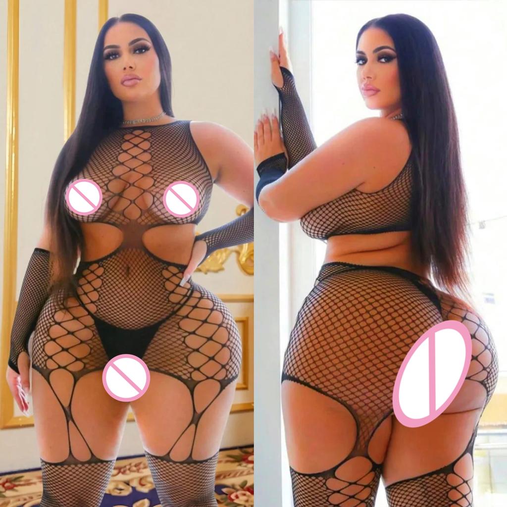 Plus Size Sexy Body Stockings Lingerie For Woman Jumpsuit Transparent Erotic Babydoll Teddies Bodysuit Nightclub Exotic Costumes