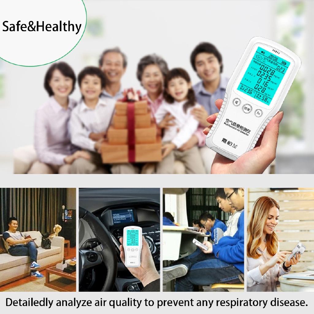 8 in1 Digital PM2.5 PM10 Air Quality Tester Gas Analyzer Formaldehyde Detector Air Quality Monitor