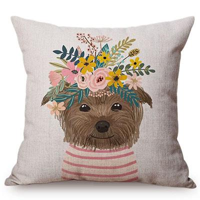 Cute Watercolor Painting Cat Flamingo Dog Kid'S Nursery Art Room Decorative Throw Pillow Case Cotton Linen Animal Cushion Cover