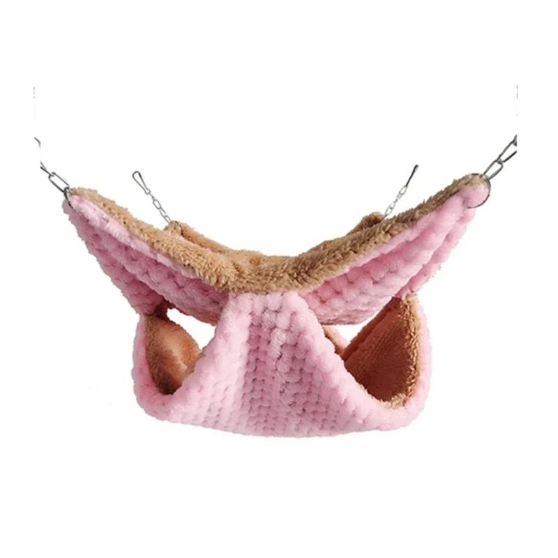 

Double Layer Plush Hammock Beds for Hamster Small Animals, Hanging Warm Nest House, Hideout Cage, Accessories Sugar Gliders розовый