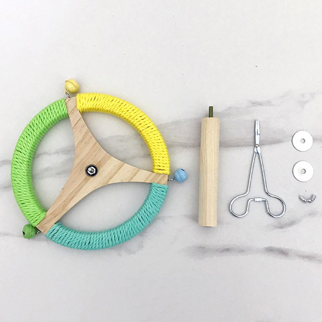 Bird Cage Rotating Perch Toy For Parakeets Conures Lovebirds Wood Cotton Rope Rotating Exercise Activity Accessories