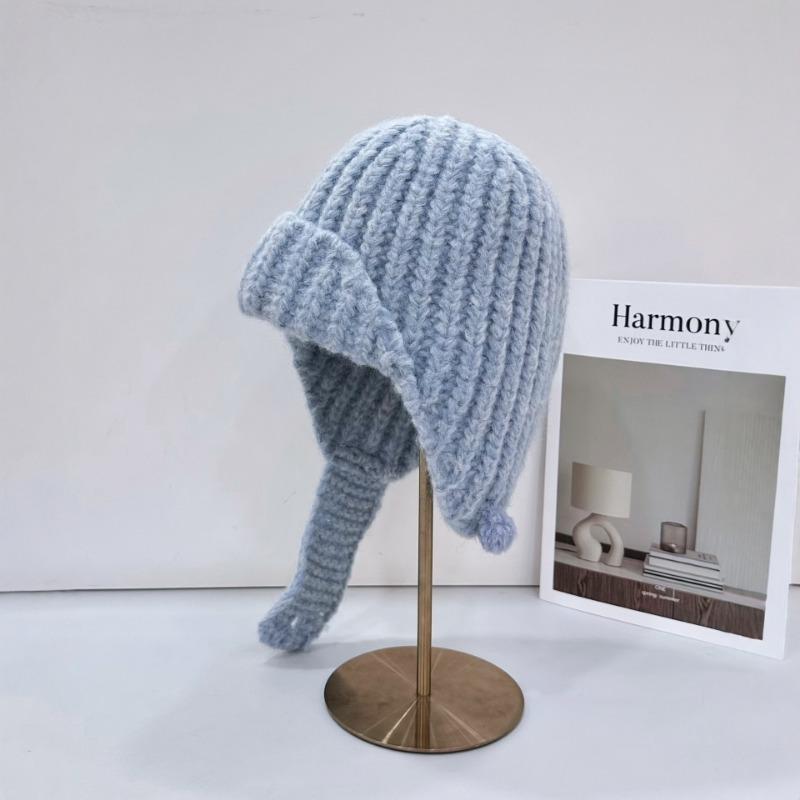 25 Early autumn new autumn and winter cute ear protection knitted hat women's thermal insulation and cold-resistant hat