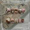 Cute Pink Rabbit Love Bear 3D Star Butterfly Knot Wing Dot Ellipse Fake Nails Birthday Gift Nail Art