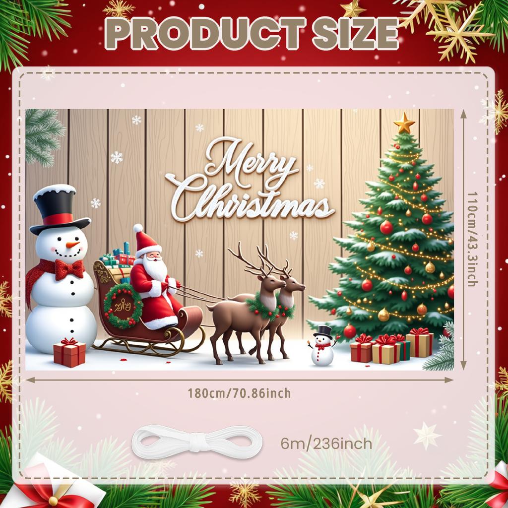 Photo Prop Cozy Design Santa Claus Banner Festive Decor Colorful Lights Christmas Banner For Home Decoration Event Decor Indoor