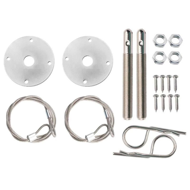 

Набор замков капота Performances Iron Steel Safe Pins для защиты двигателя автомобиля серебряный