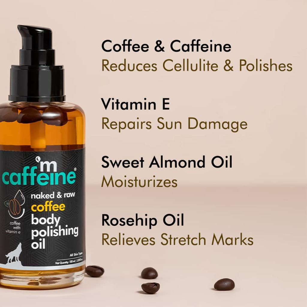 mCaffeine Coffee Body Oil for Dry Skin 100ml Pack of 1 | Moisturizing, Soft & Glowing Skin