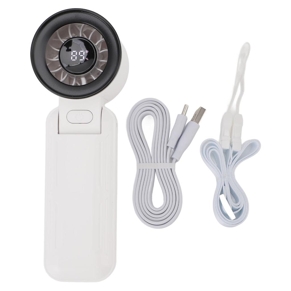 Portable Handheld Turbo Fan Quiet 5 Speed 3000mAh Battery Operated Hand Neck Desk Fan 135 Degree Foldable Digital