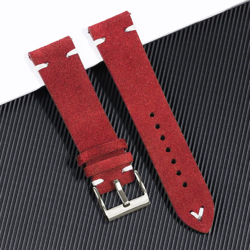 

Soft Genuine Leather Watch Strap 18mm 20mm 22mm Suede Leather Bracelet Double-Sided Band Hand Sewn Wristband for Seiko for Rolex 18mm