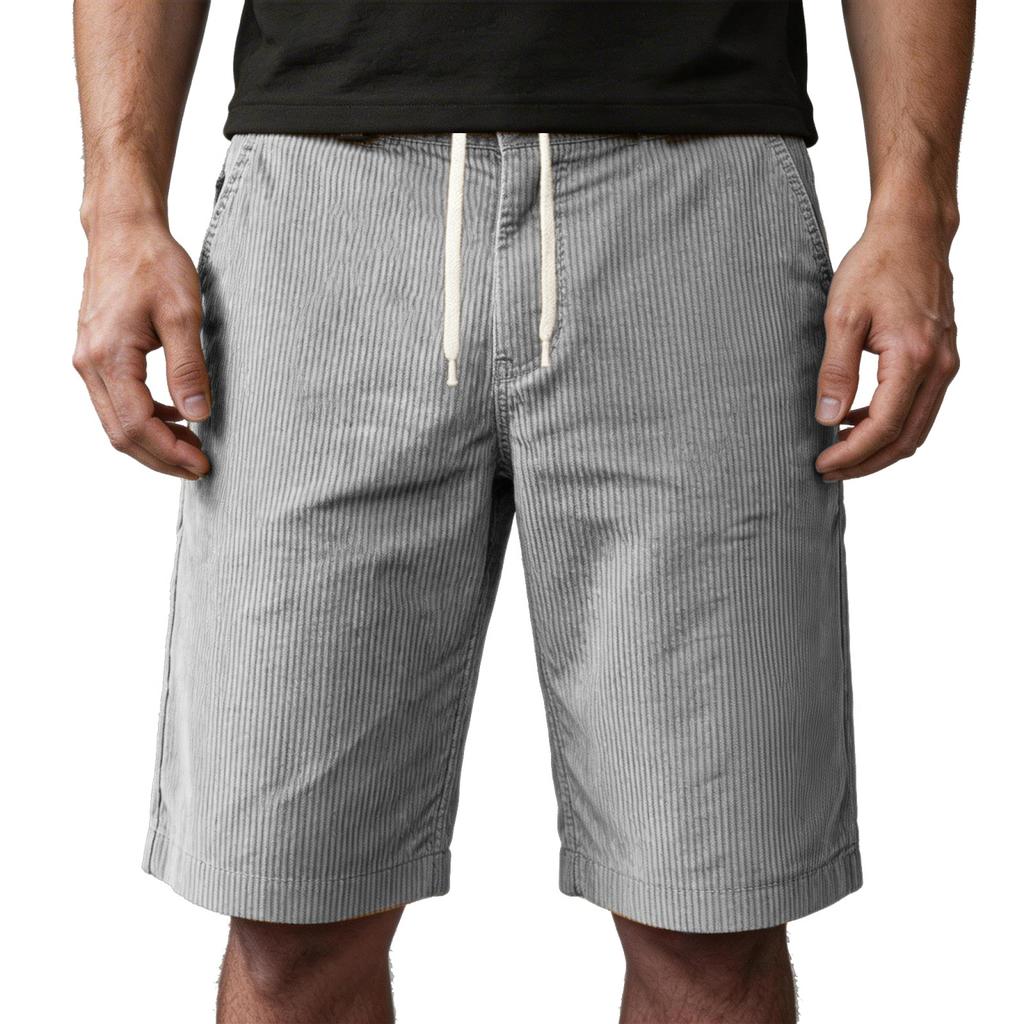 Męskie sztruksowe spodenki casual z wieloma kieszeniami, luźny krój, pięciokieszeniowy design, wygodne spodnie o średniej długości do codziennego noszenia