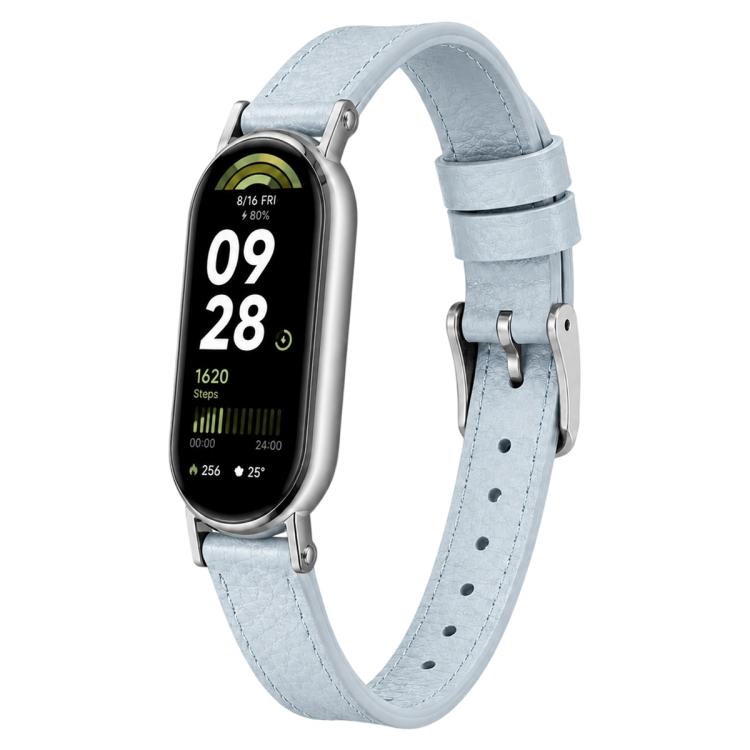 Litchi Texture Loop Buckle Vegan Leather Watch Band For Xiaomi Smart Band 10 / 10 NFC / 9