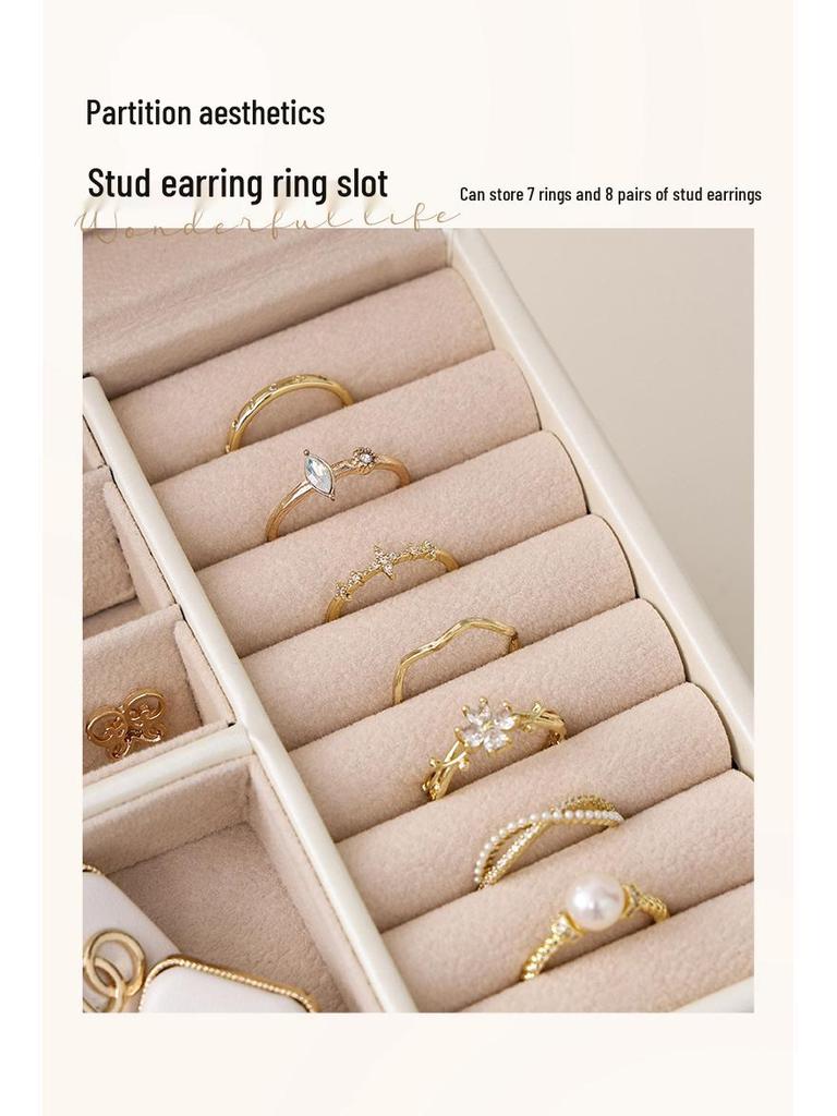 Large Capacity PU Leather Jewelry Box with Drawers for Rings and Earrings