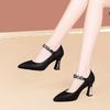  women classic black pointed toe high quality buckle strap shoes lady fashion comfort office career work pumps ab322
