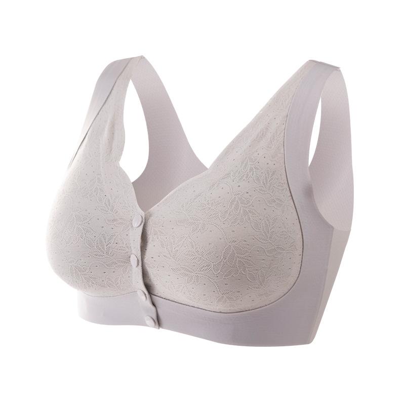 Middle Aged Women Vest Style Front Buckle Wireless Plus Size Gathering Bra