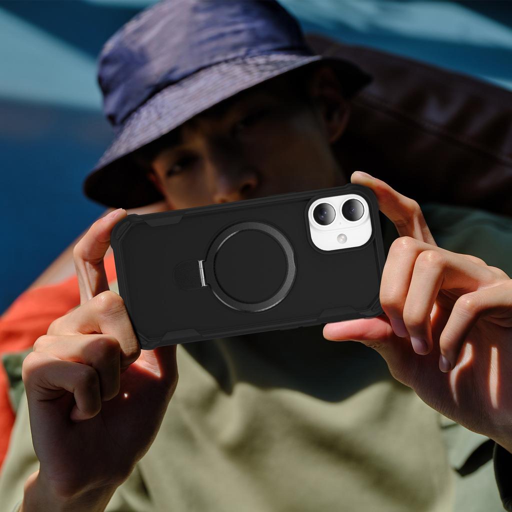 For iPhone 16 Case Compatible with MagSafe Kickstand TPU+PC Shockproof Phone Back Cover