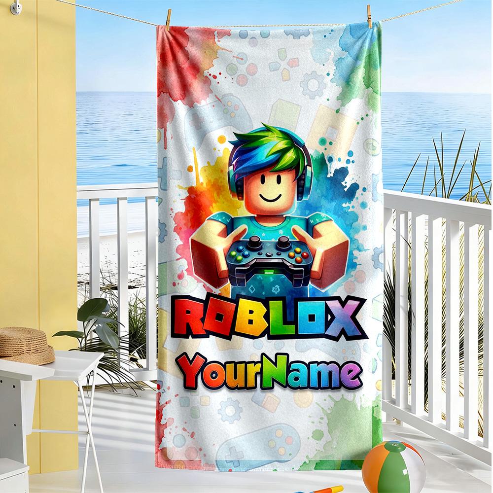 Roblox Personalized Text Beach Towel Super Soft & Absorbent Perfect for Traveling Yoga Camping and Swimming