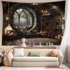 Vintage Library Tapestry Mural Old Books Bookshelf Attic Candles Gothic Home Decor Dormitory Living Room Bedroom Wall Hanging