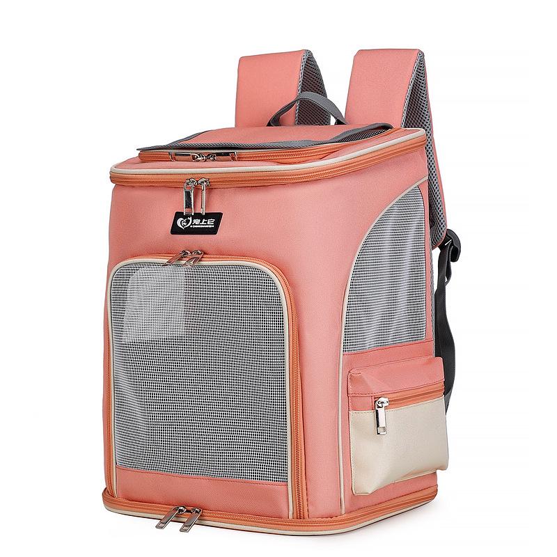 Breathable Double Shoulder Pet Backpack - Large Capacity Oxford Cloth Bag for Cats and Dogs