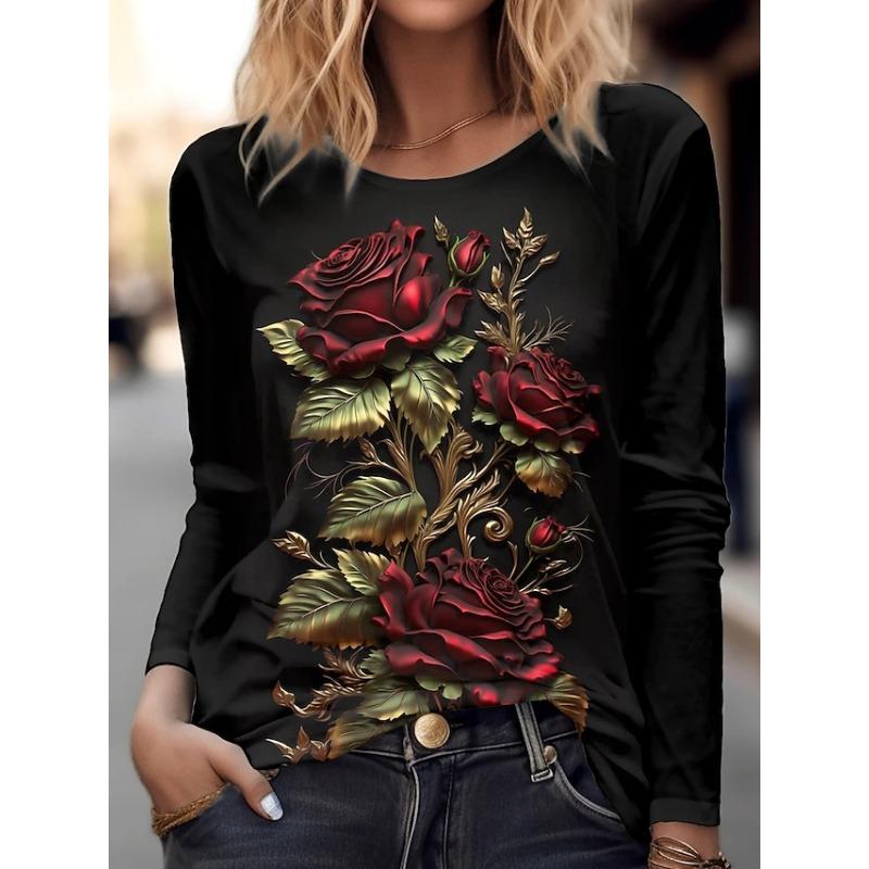 

Женская футболка с графическим принтом белого цвета с длинным рукавом, повседневная, выходного дня, модная, с круглым вырезом, стандартный крой, весна и осень M