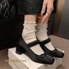 Kara Linshan French bow thick heel Mary Jane shoes women's summer 2025 new outer ballet shoes