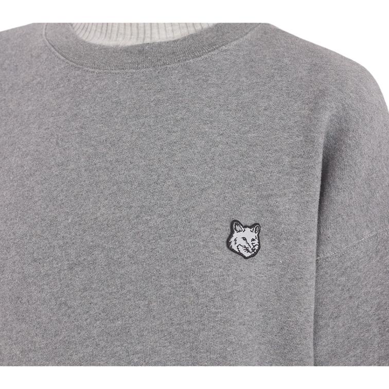 Maison Kitsune Solid Color Drop Shoulder Pullover Sweatshirt Women Sweatshirt Gray LW00303KM0307-H131