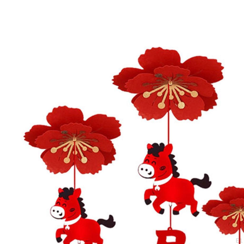 10 Pieces Happy Year Ceiling Decorations Spring Festival Decor with Tassels Hanging