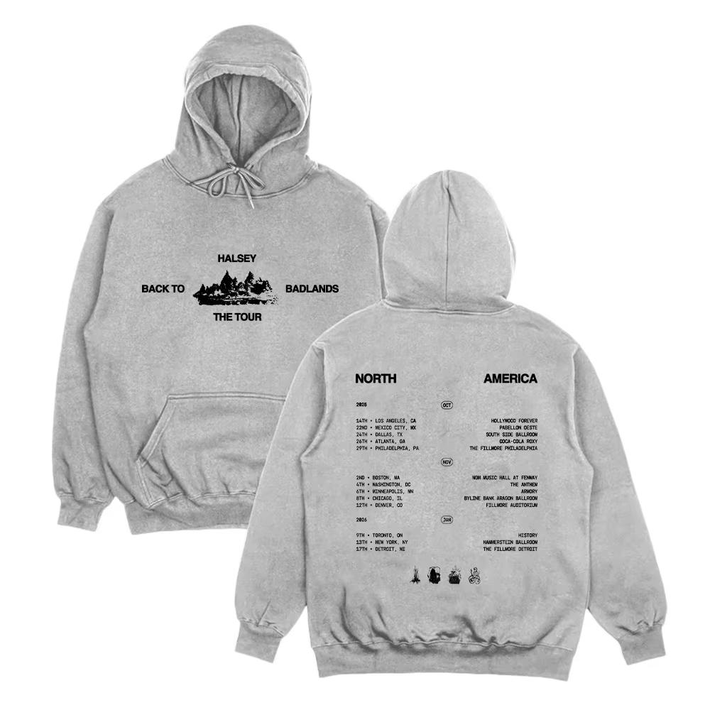 Popular Halsey Poster Graphic Print Hoodies Halsey Back To Badlands The Tour Streetwear Hip Hop Pullover Men Women Loose Casual Oversized Sweatshirt