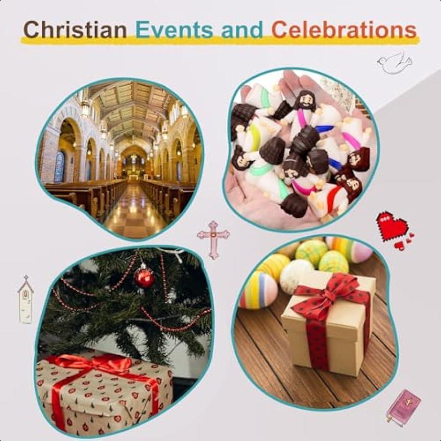 20 Pcs Little Jesus Figures Mini Jesus Figurines In Bulk Tiny Jesus Figures Mini Plastic Figures Bible Figures for Easter Relig