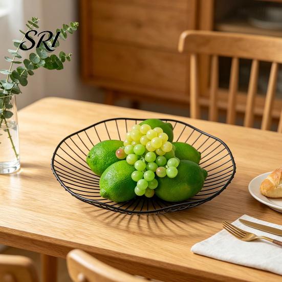 Luxury Dining Table Decor Household Fruit Plate Thickened Iron Bowl with Large-Capacity Draining Design for Elegant Kitchen Holder Counter Anti-Rust