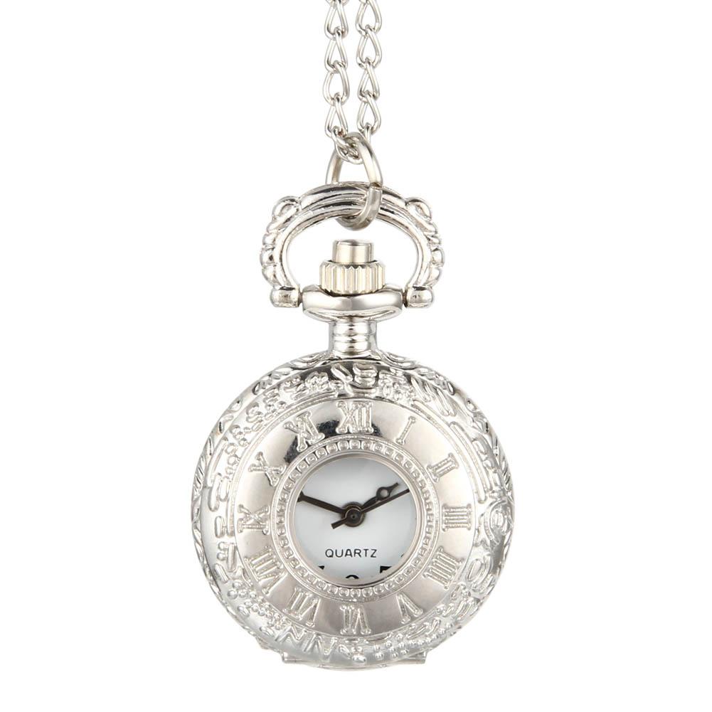 Skeleton Roman numerals dual time display Fashion Vintage Pocket Watch Alloy Clock Necklace Chain Watches Birthday Gifts