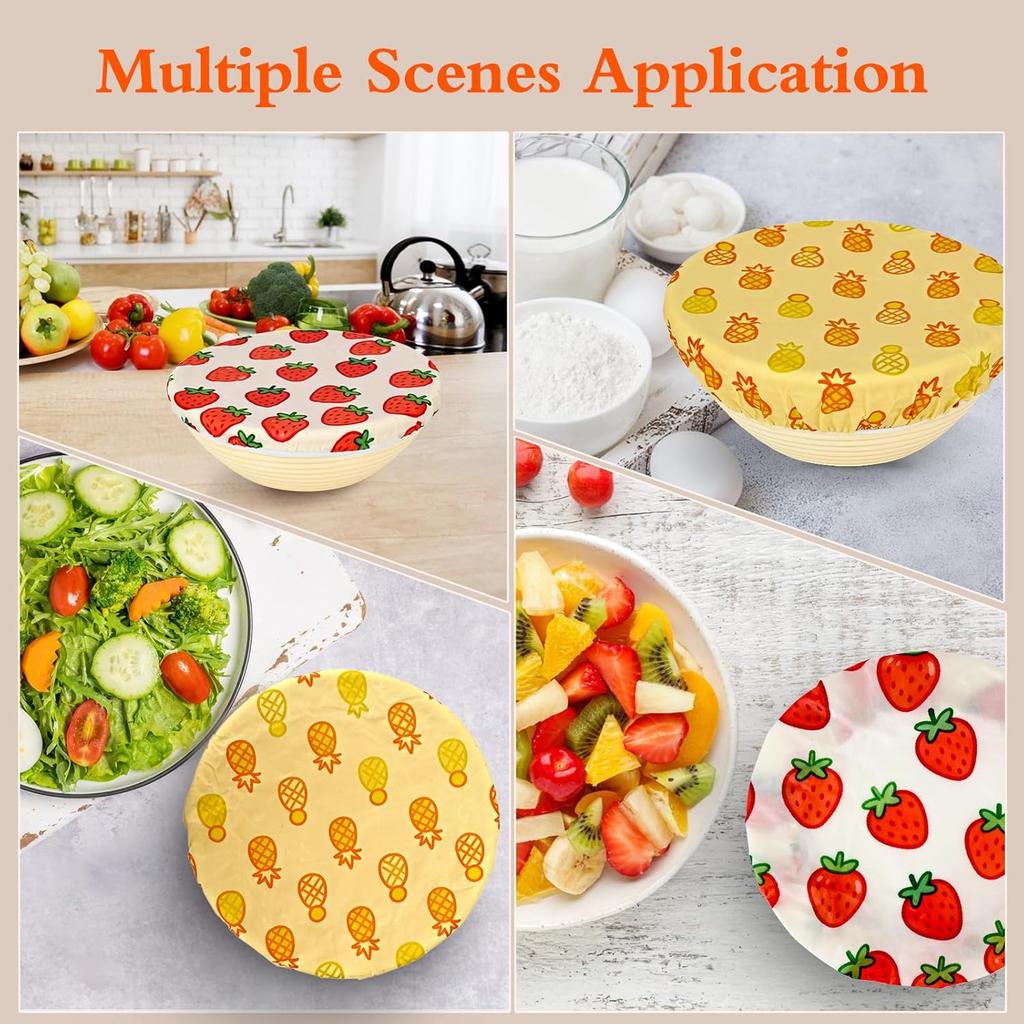 4 Pack Beeswax Bowl Covers,Reble Beeswax Bowl Covers, Elastic Cotton Cloth Sourdough Bread Cover, 7.8/11.8Inch Reble Bowl Caps for Bread Proofing