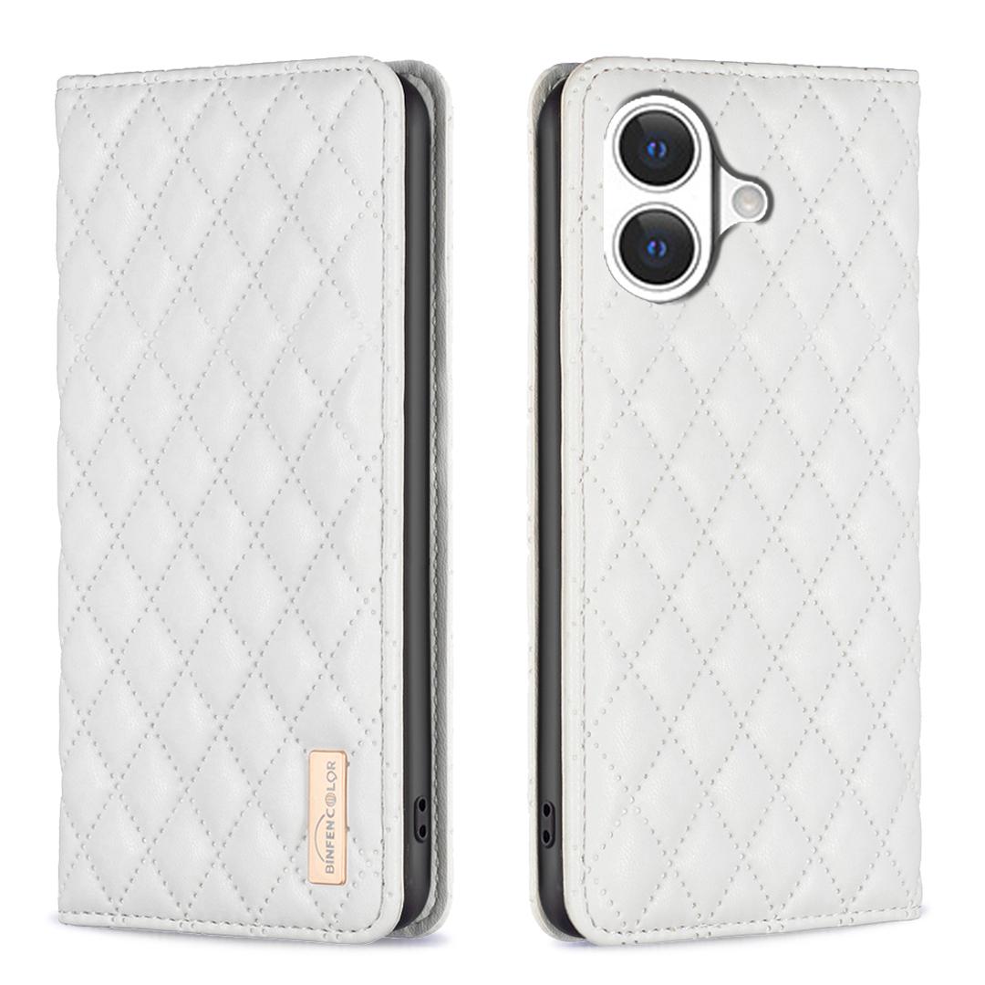 

For iPhone 17 Case with Card Holder BINFEN COLOR PU Leather Phone Stand Cover White