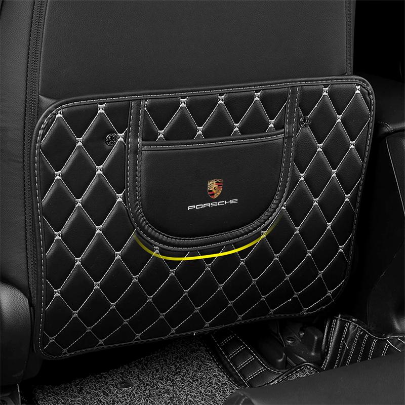 Leather Car Anti-Kick Mats Auto Seat Back Protector Cover For Porsche 911 Cayenne Panamera Macan Boxster Carrera-GT 928 918-Spyder