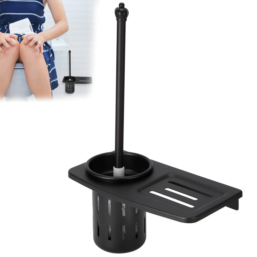 Wall‑Mounted Toilet Brush Holders Home Bathroom Toilet Bowl Cleaning Brush Holders Set(7243B Black )