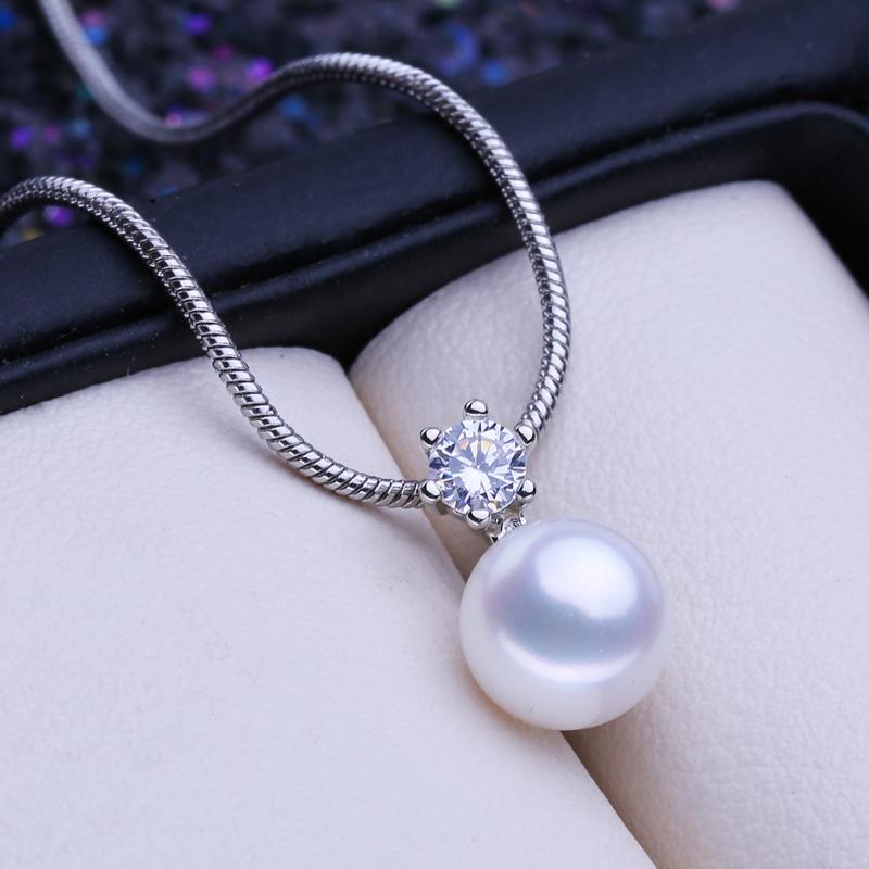 LSOOYH Fashion Natural Freshwater Pearl Pendant Necklace For Women Pearl Jewelry Cubic Zirconia CZ Necklace