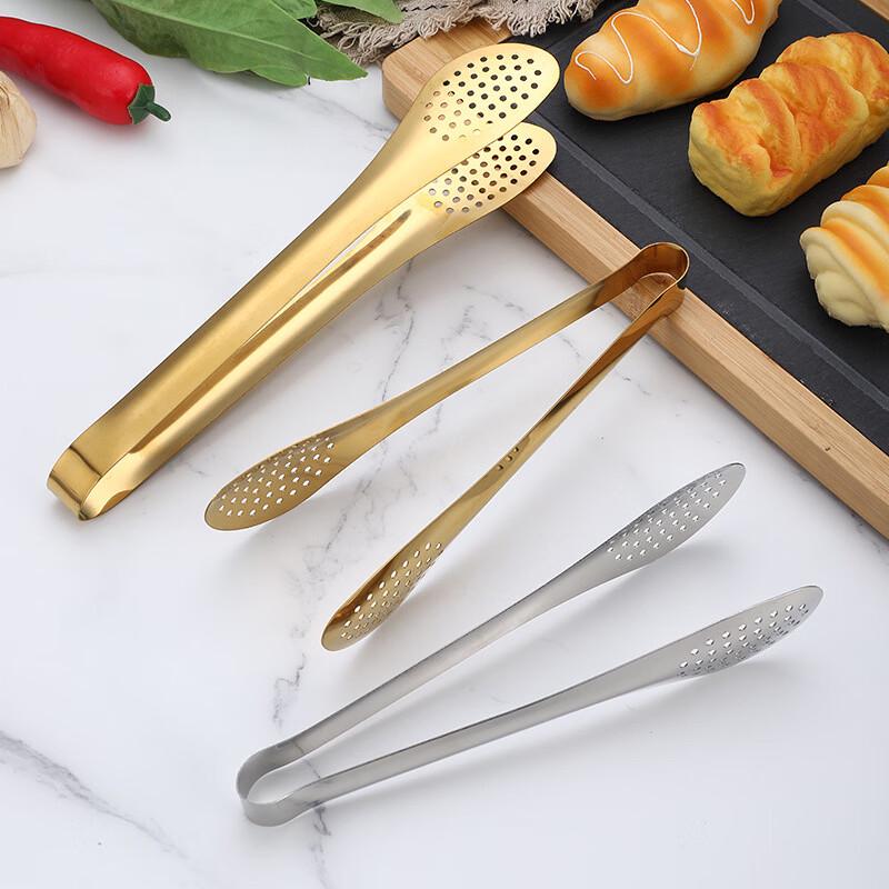 ZISIZ Gold Large Stainless Steel Bread Tongs