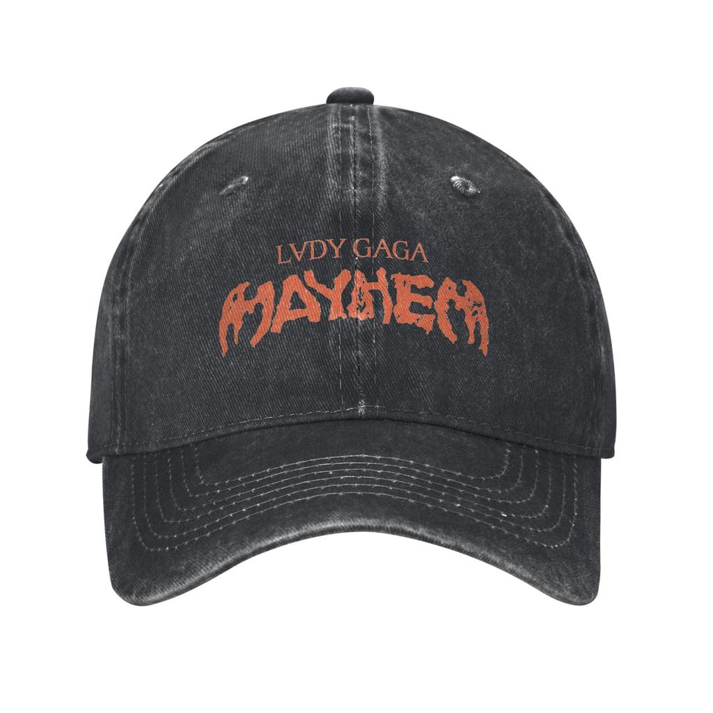 Vintage Lady Gaga Mayhem Album Logo Baseballkappen Herren Damen Distressed Baumwollkappe Outdoor Reise Verstellbare Hüte Kappe