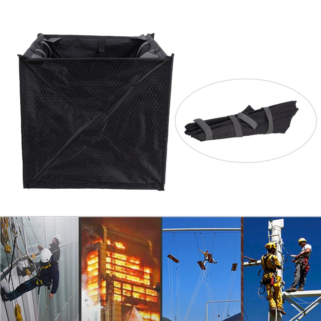 Nylon Black Portable Folding Rock Tree Climbing Rope Basket Throwing Cord Storage Frame Bag